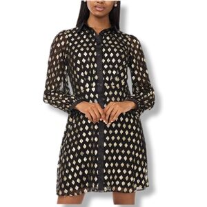 NWT MSK MPetite Collar Neck Long Sleeve Shirt Dress